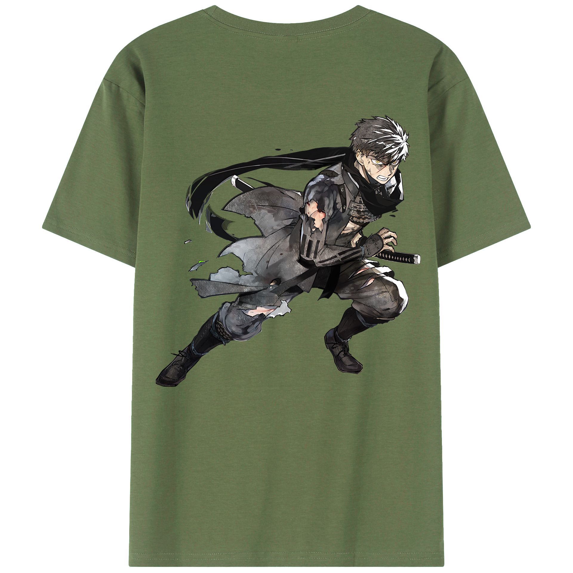（画像用） 刀剣乱舞 Touken Ranbu 綿100％ メンズ半袖Tシャツ（バックプリント） 通気性